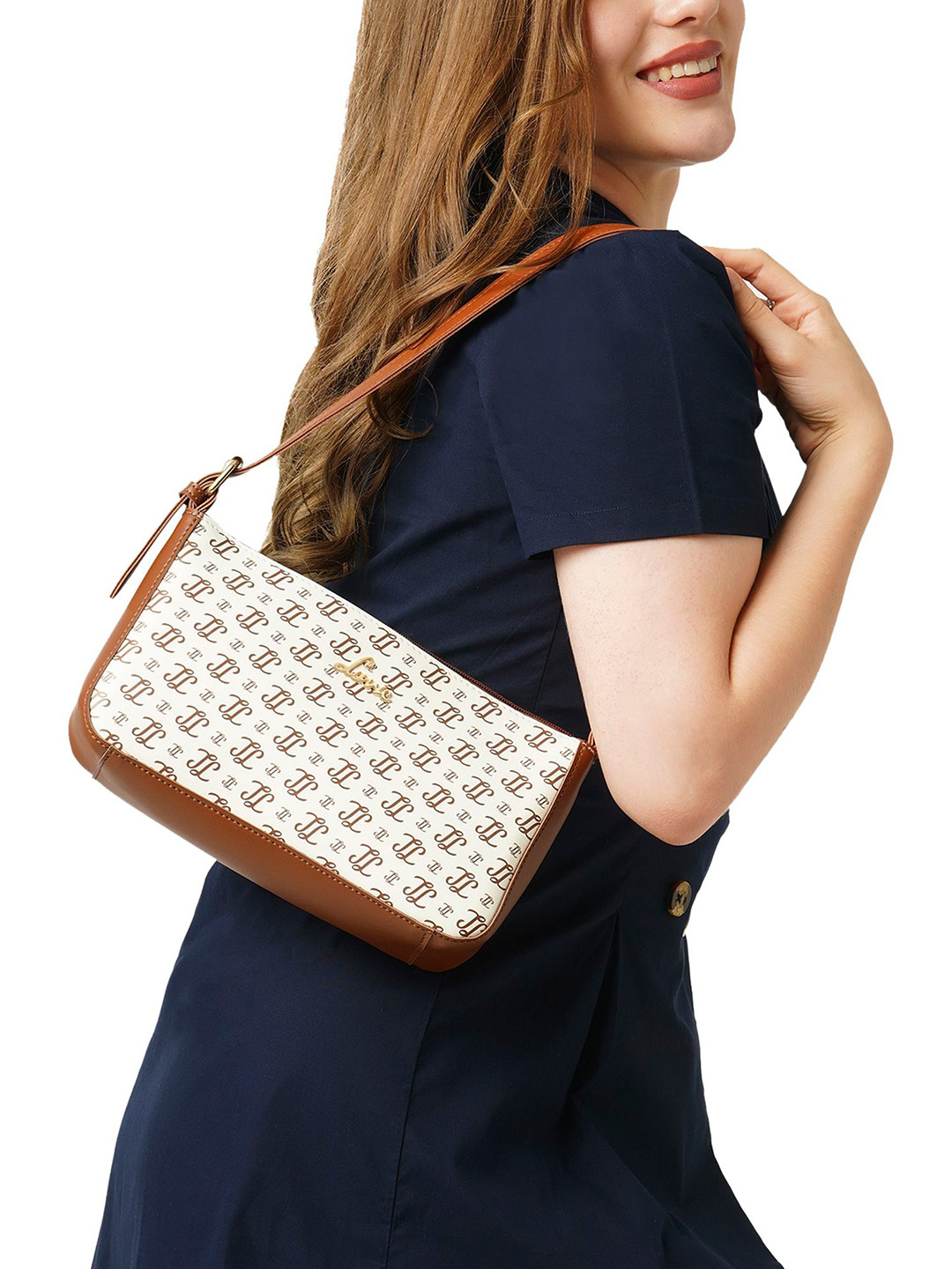 Lavie Brand Logo Printed Ember Structured Shoulder Bag