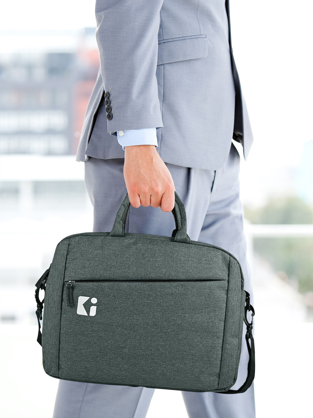 Kuber Industries Unisex2 Zipper Compartment Laptop Sleeve Padded Bag with Adjustable Strap