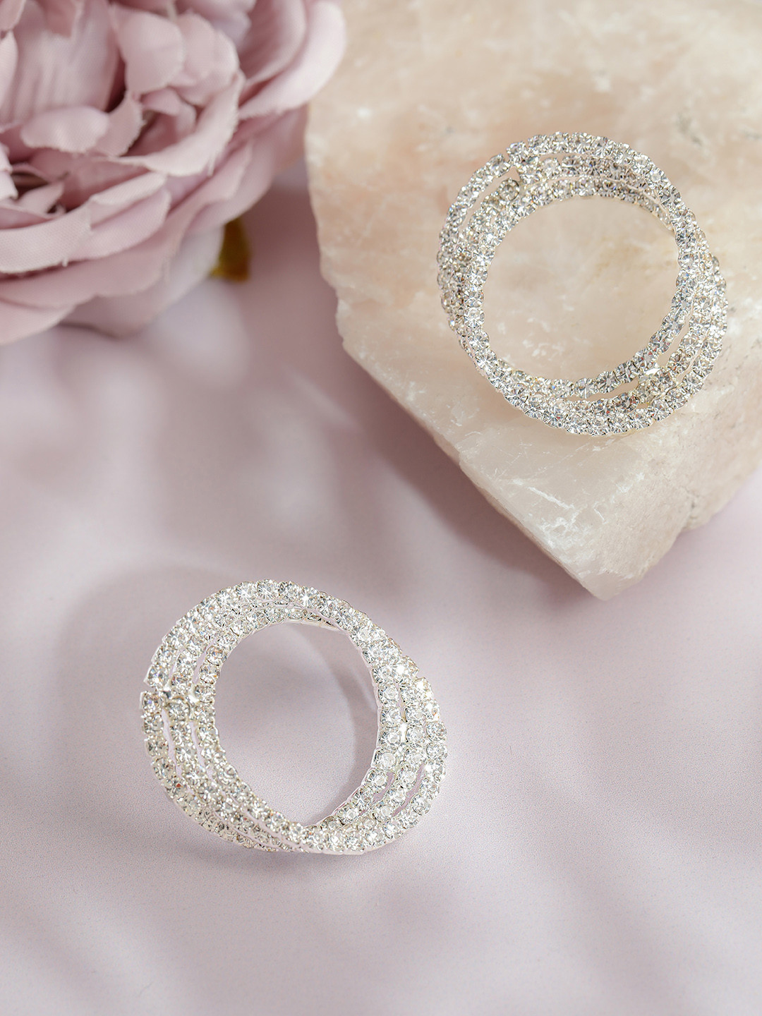 Indiifuz  Twisted Loops Dazzling Rhinestone Earrings