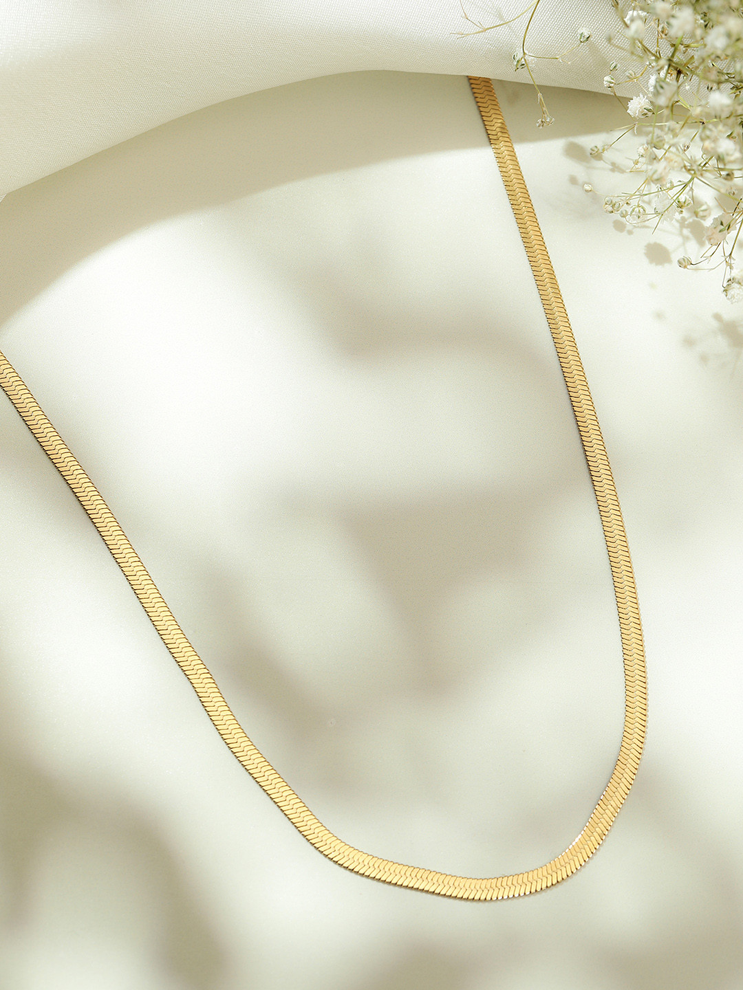 Avyana 18K Gold Plated Herringbone Stainless Steel Necklace