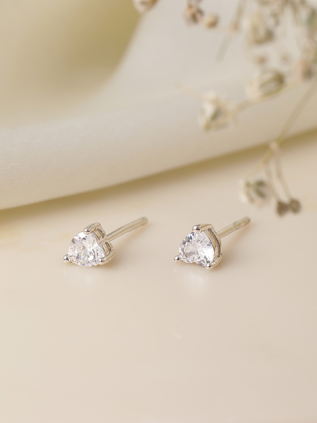 Avyana 925 Sterling Silver Heart CZ Stud Earrings