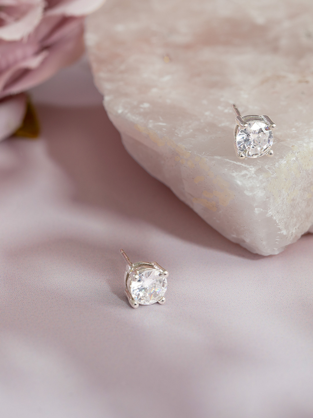 Avyana 925 Sterling Silver Round CZ Stud Earrings