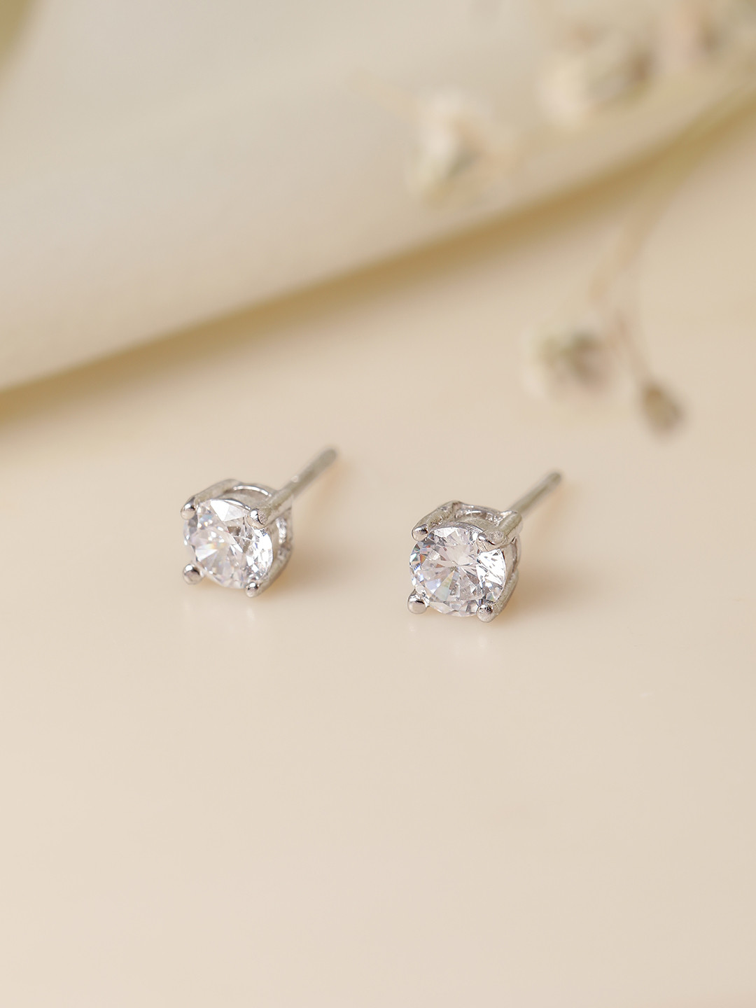 Avyana 925 Sterling Silver Round CZ Stud Earrings