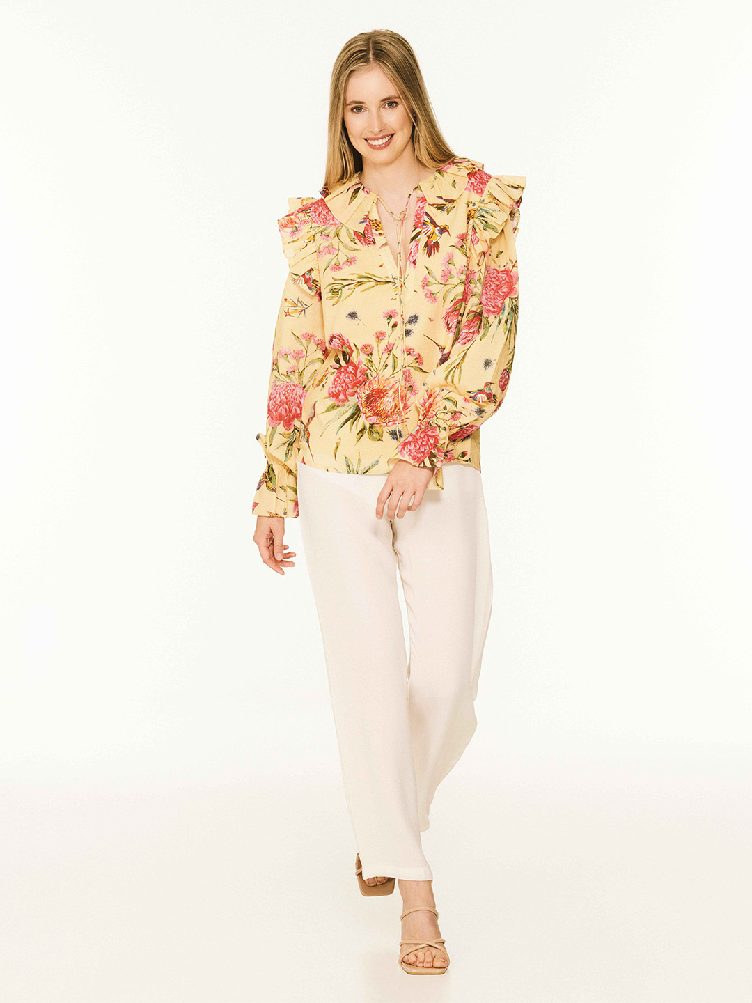 The Sancy Women Floral Printed V-Neck Cotton Top
