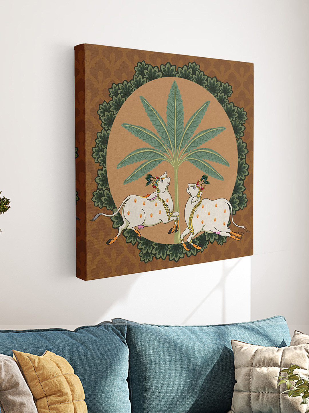 Aura Pichwai Cow Canvas Wall Square Paintings Wall Art -22.8x22.8In