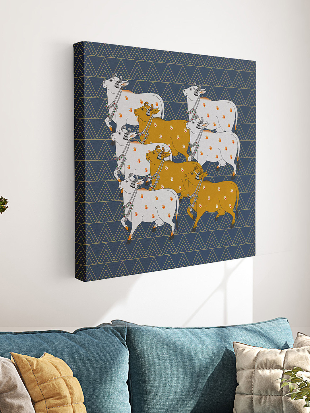 Aura Pichwai Cow Canvas Wall Square Paintings Wall Art - 23x23In