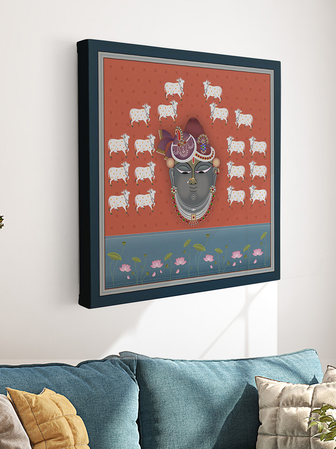 Aura Pichwai Cow Canvas Wall Square Paintings Wall Art-23 x 23In