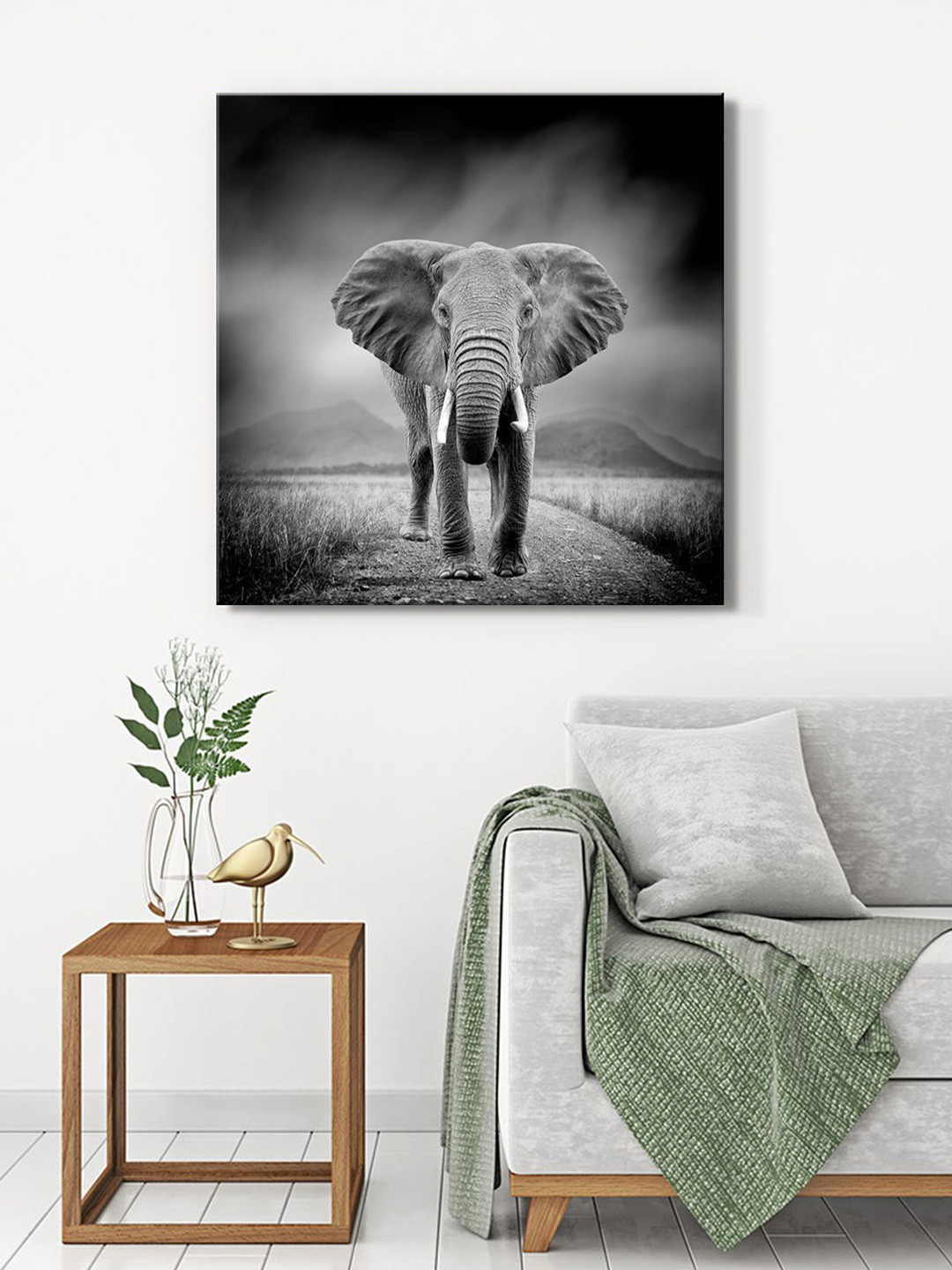 999Store Black & Grey Safari Elephant Canvas Wall Art