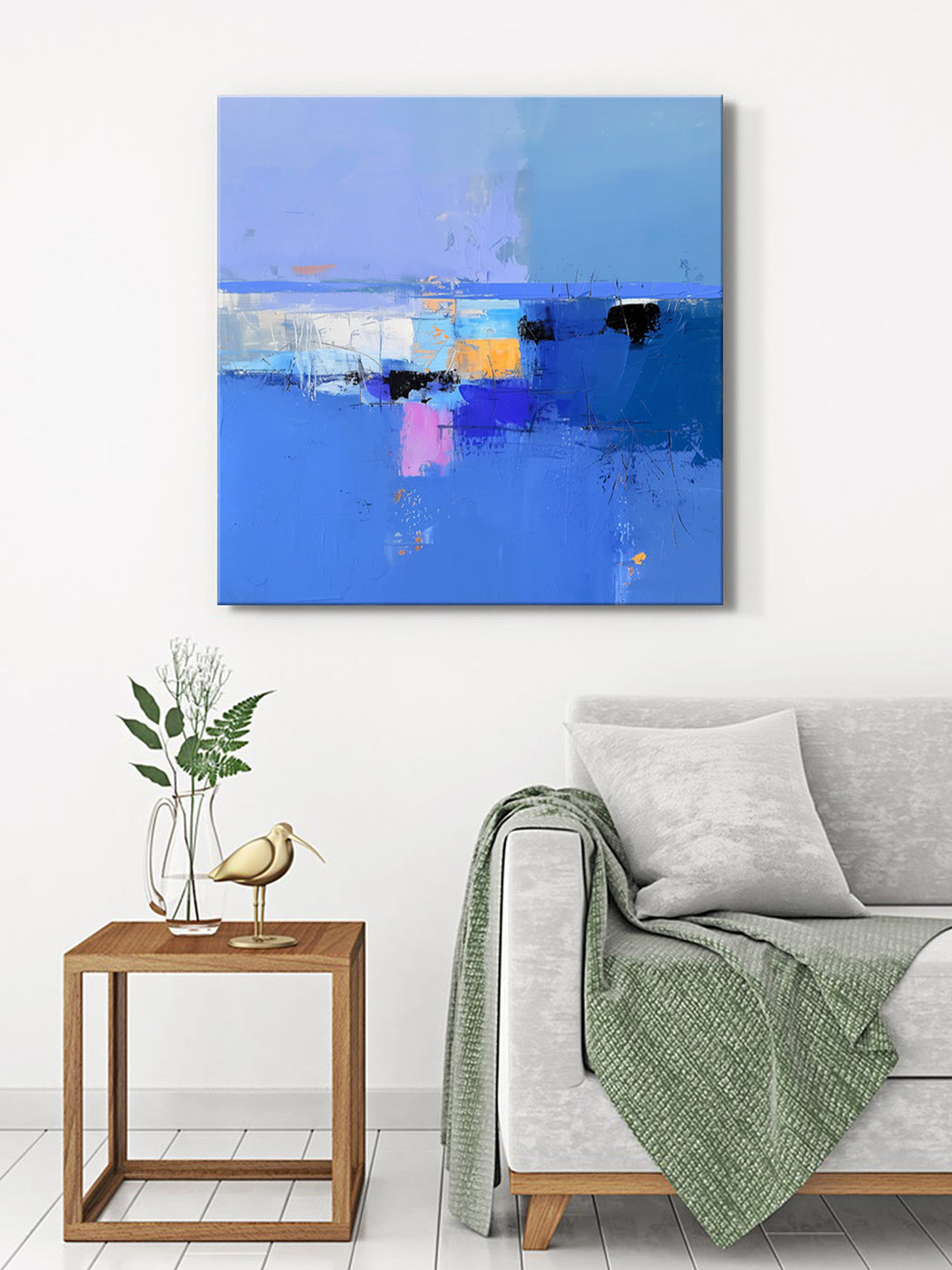 999Store Blue & Yellow Abstract Canvas Wall Art