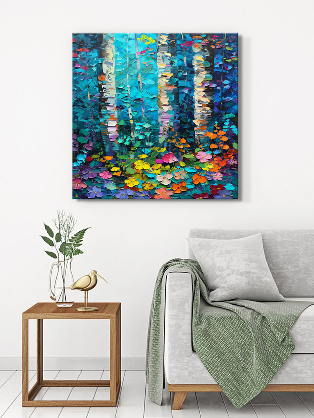 999Store Blue & Yellow Birch Forest Canvas Wall Art