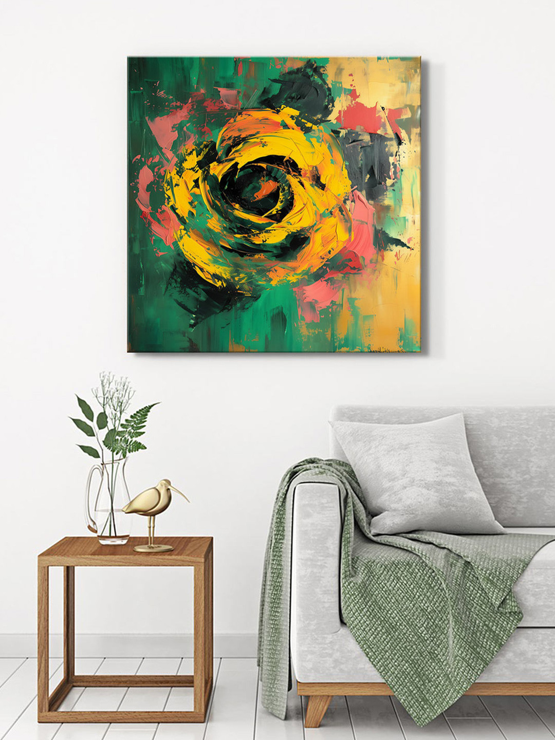 999Store Yellow & Green Floral Canvas Wall Art