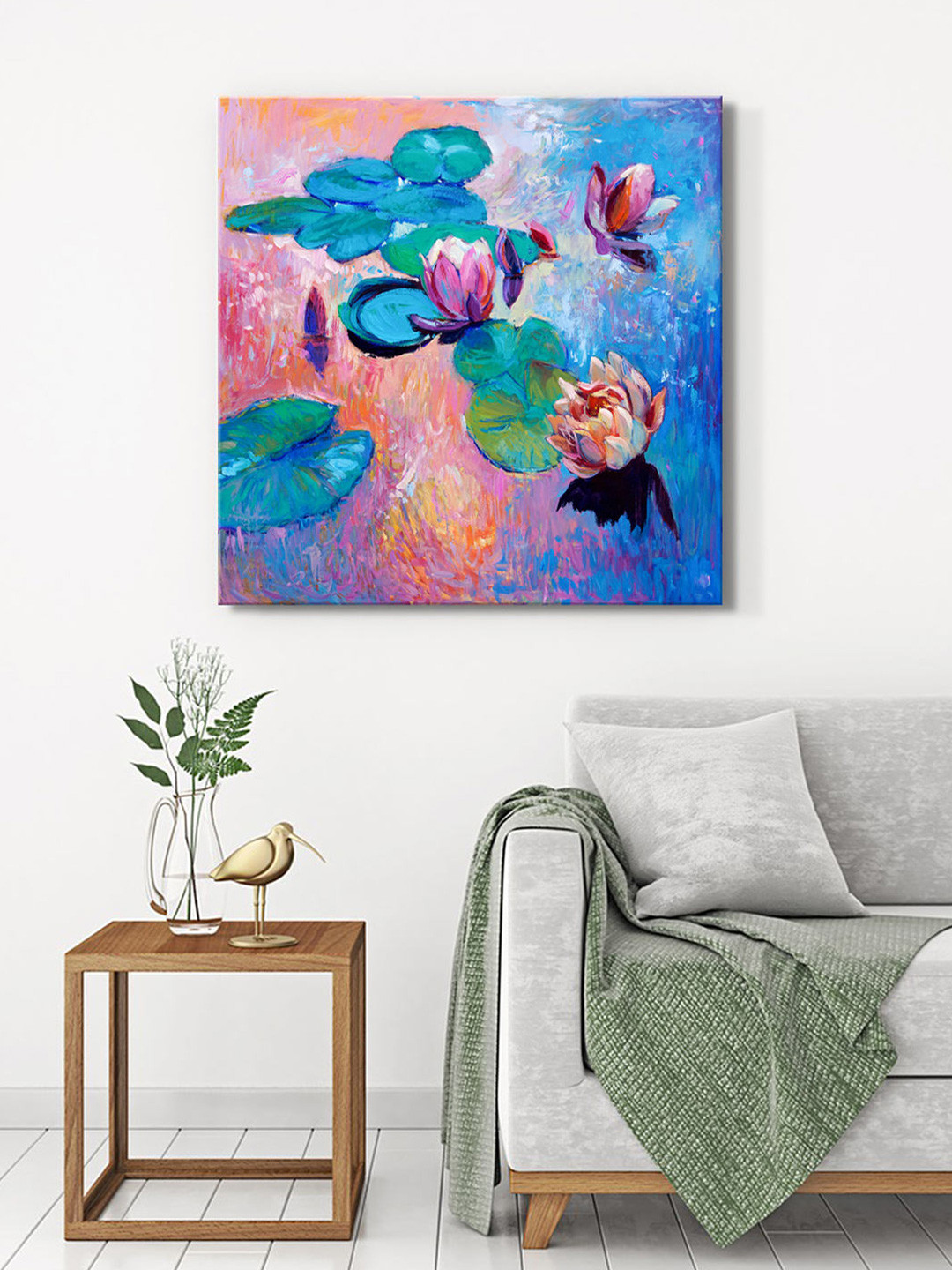 999Store Blue & Pink Floral Canvas Wall Art
