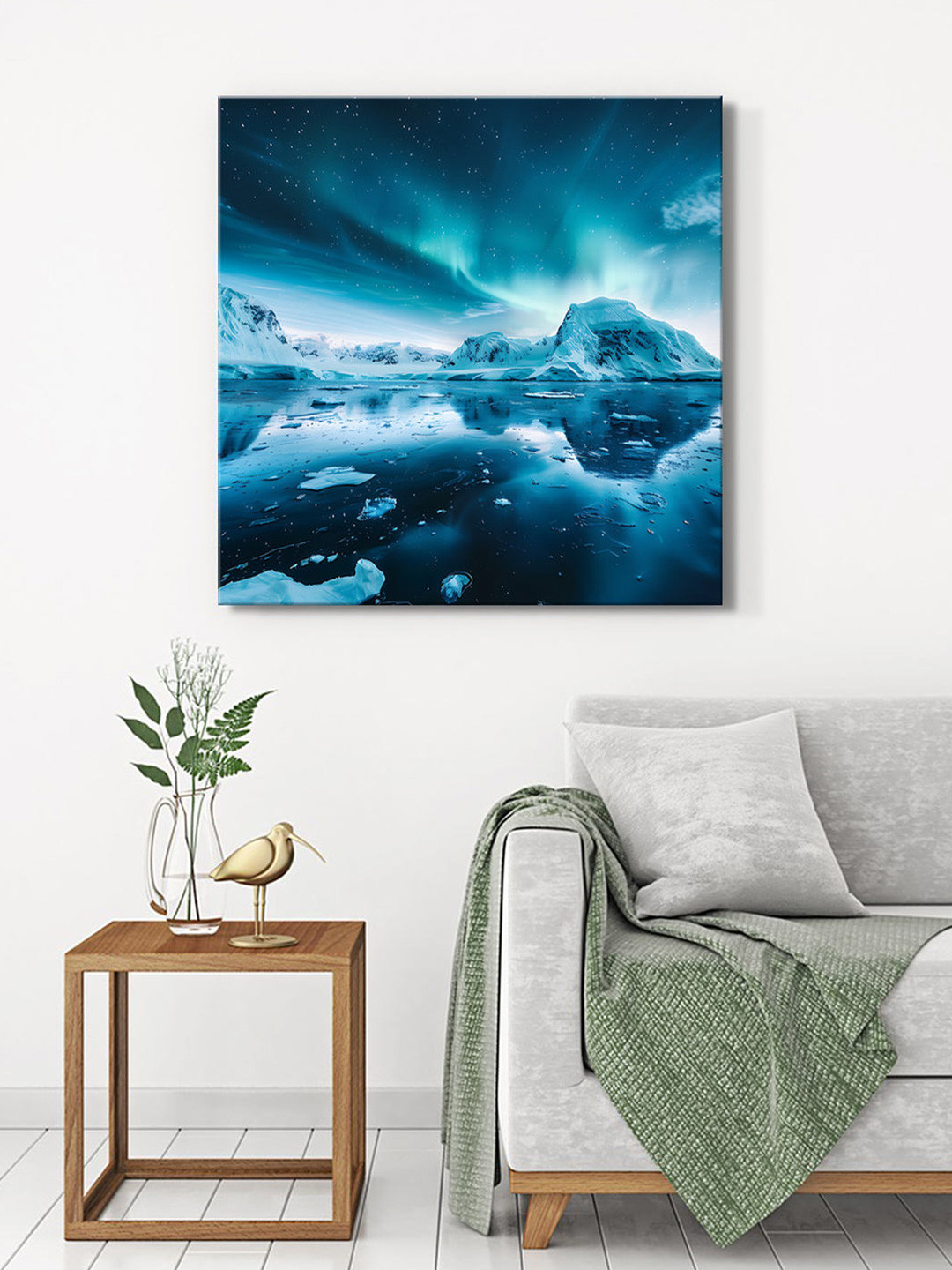 999Store Blue & White Northern Lights Canvas Wall Art