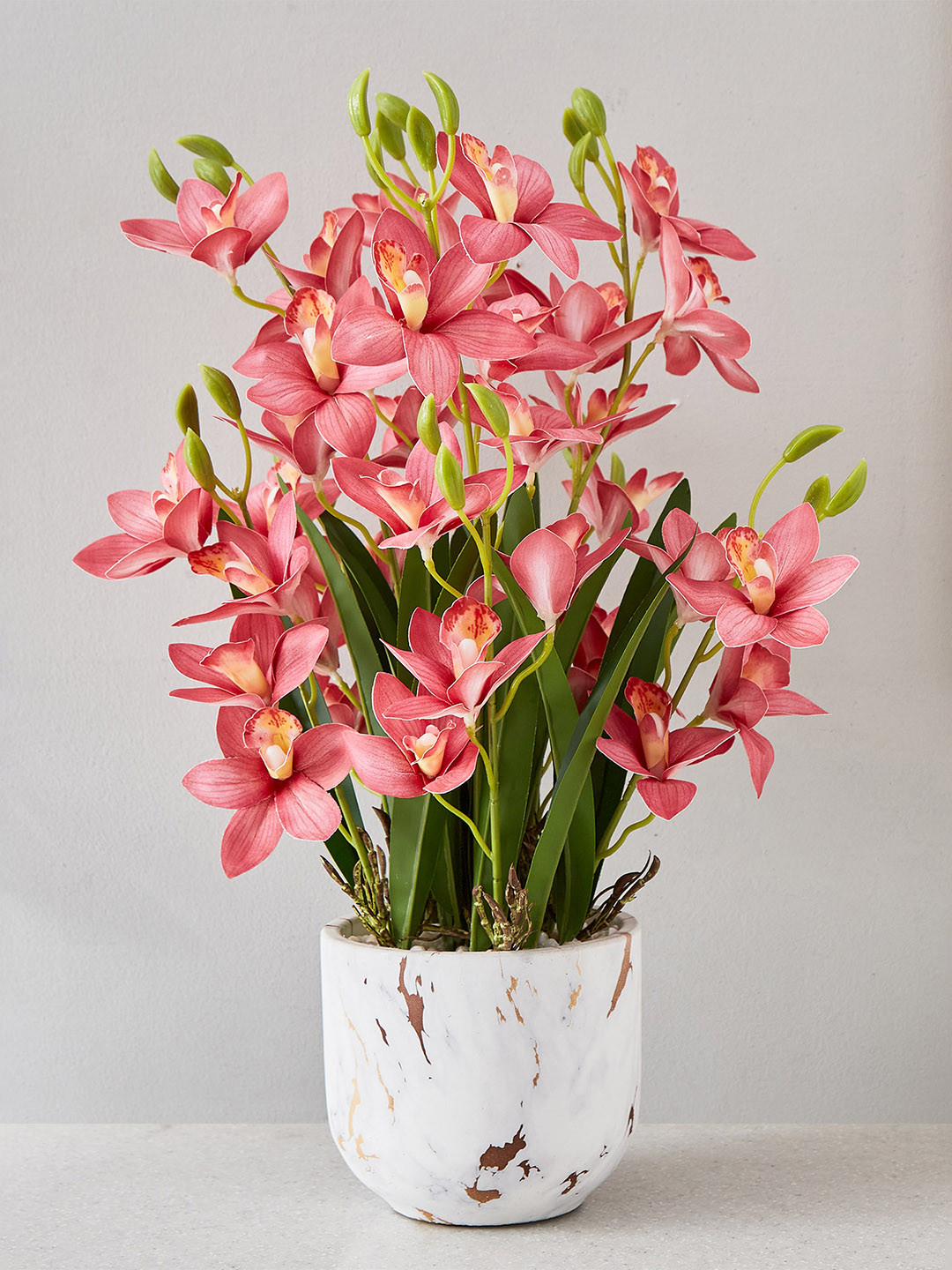 Home Centre Pink & Green Orchid Artificial Flower