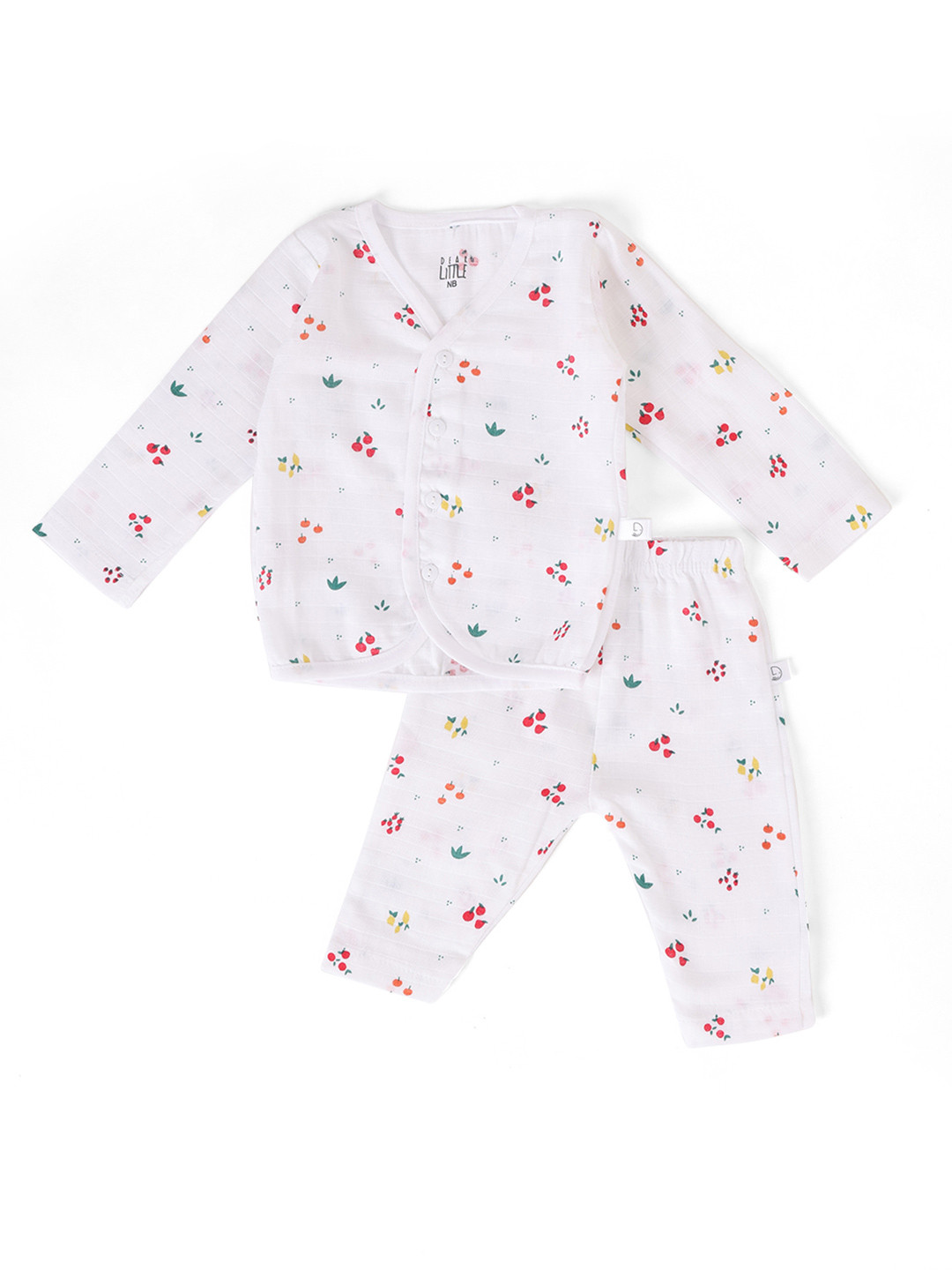 Dear Little Kids Printed V-Neck Long Sleeves Cotton Jhabla With Pyjamas