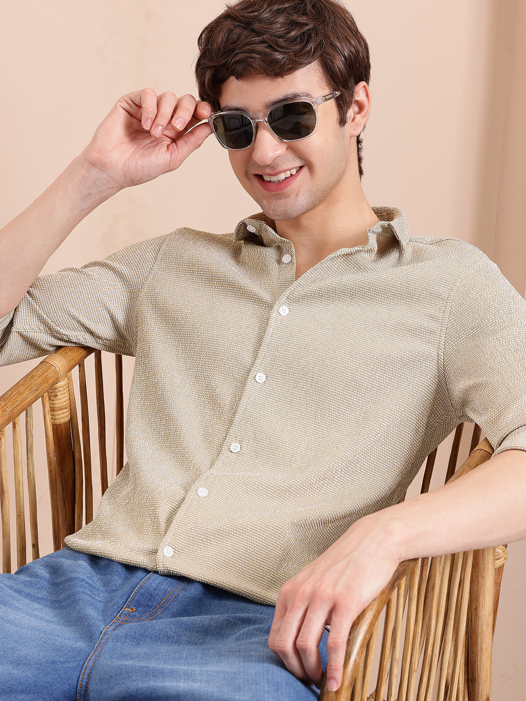 Mast & Harbour Micro Checks Seersucker Shirt