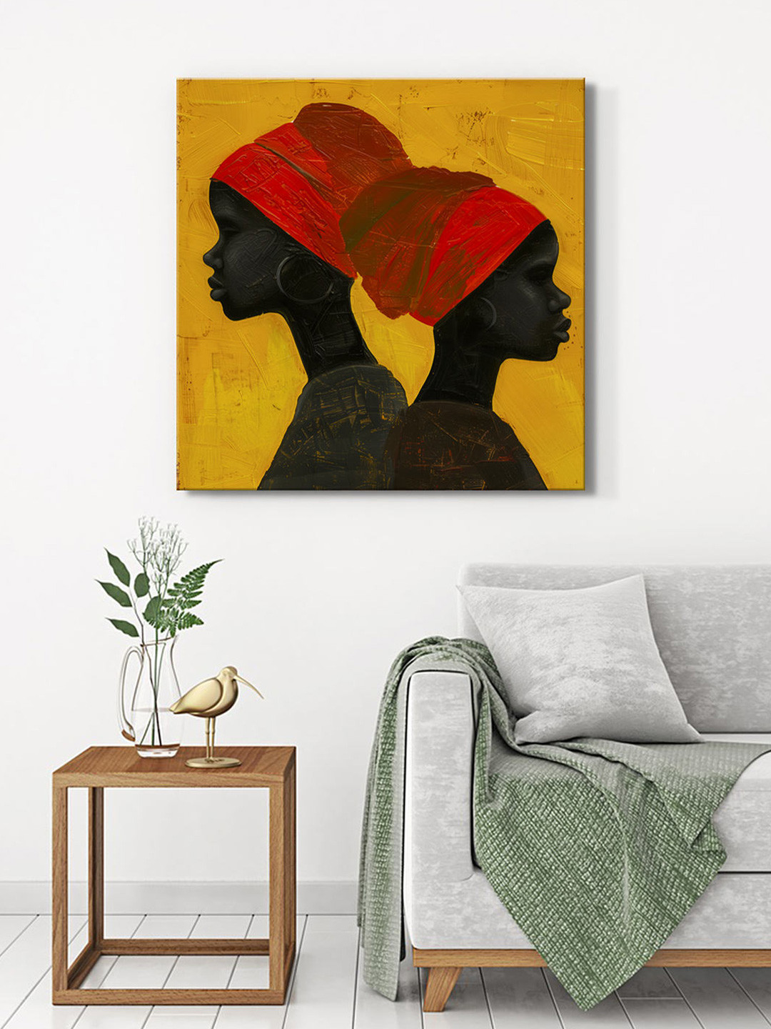 999Store Yellow & Black Canvas Abstract Paintings Wall Art