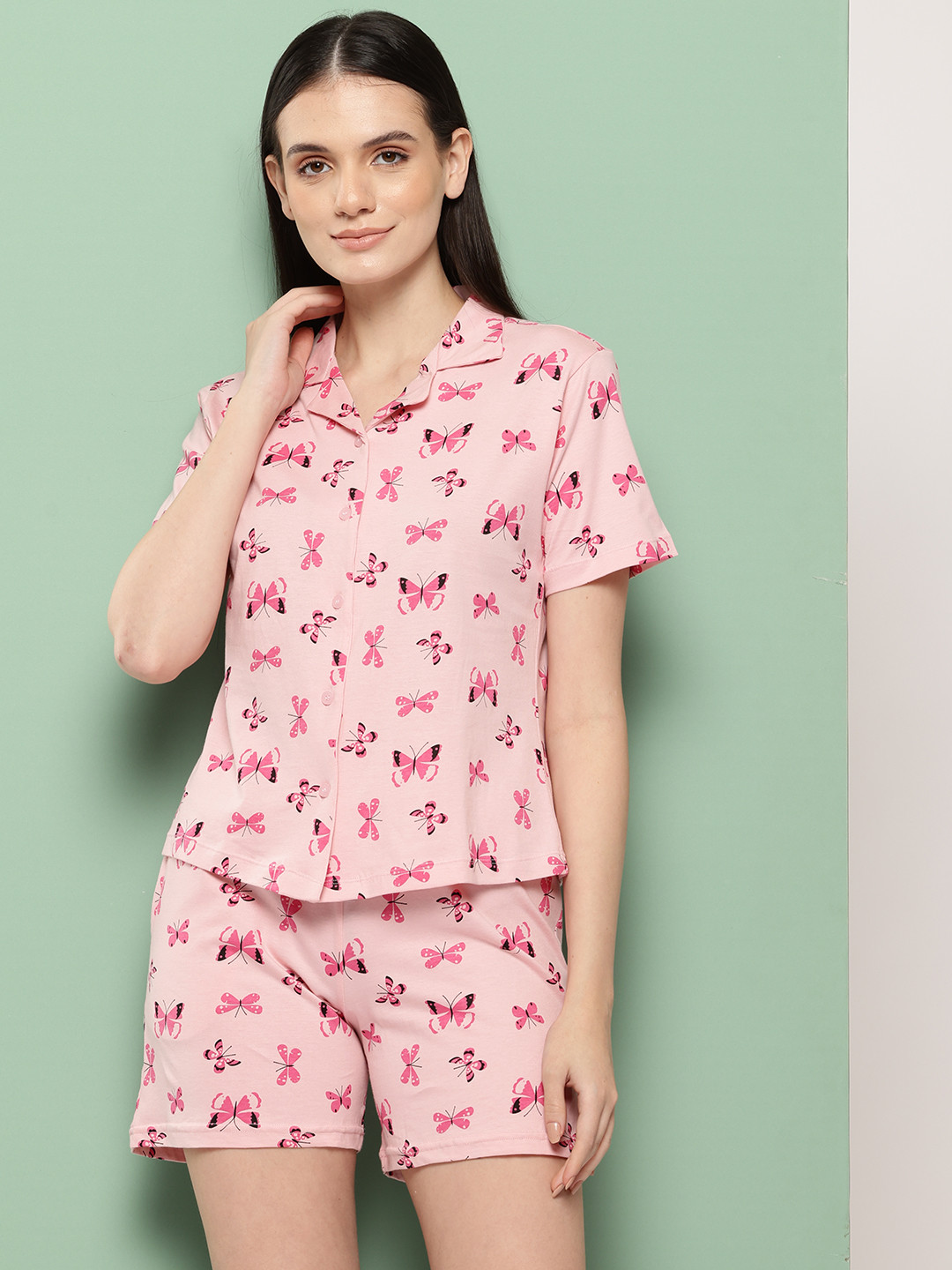 Leading Lady Printed Shirt With Shorts Night suit