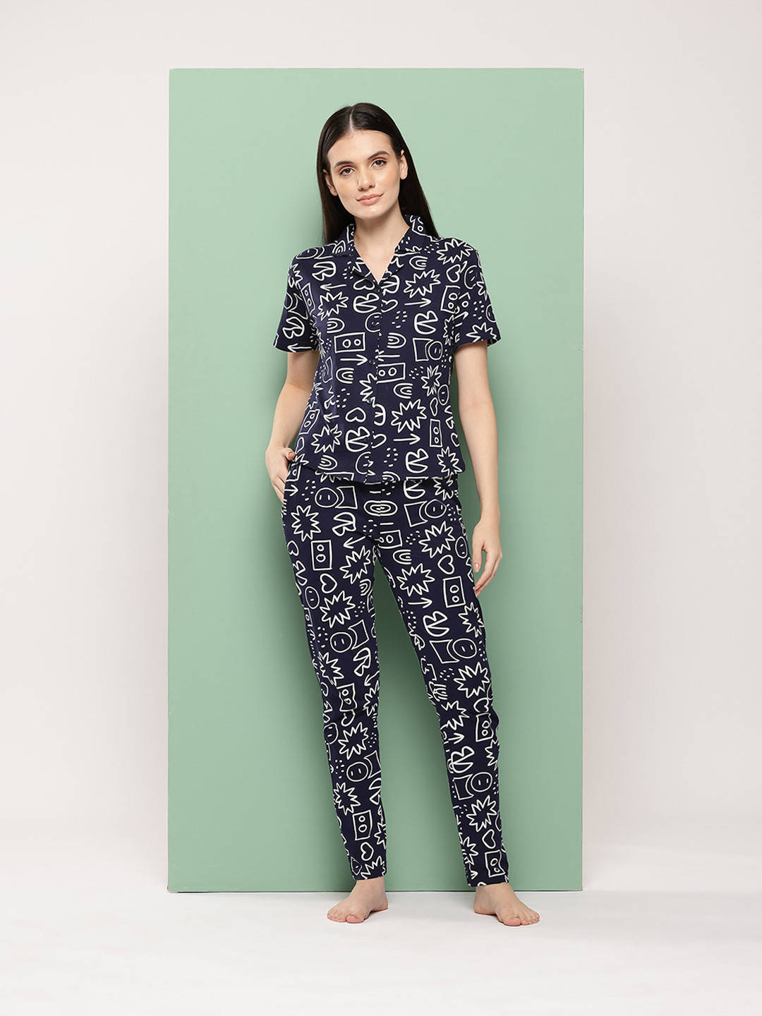 Leading Lady Conversational Printed Night suit