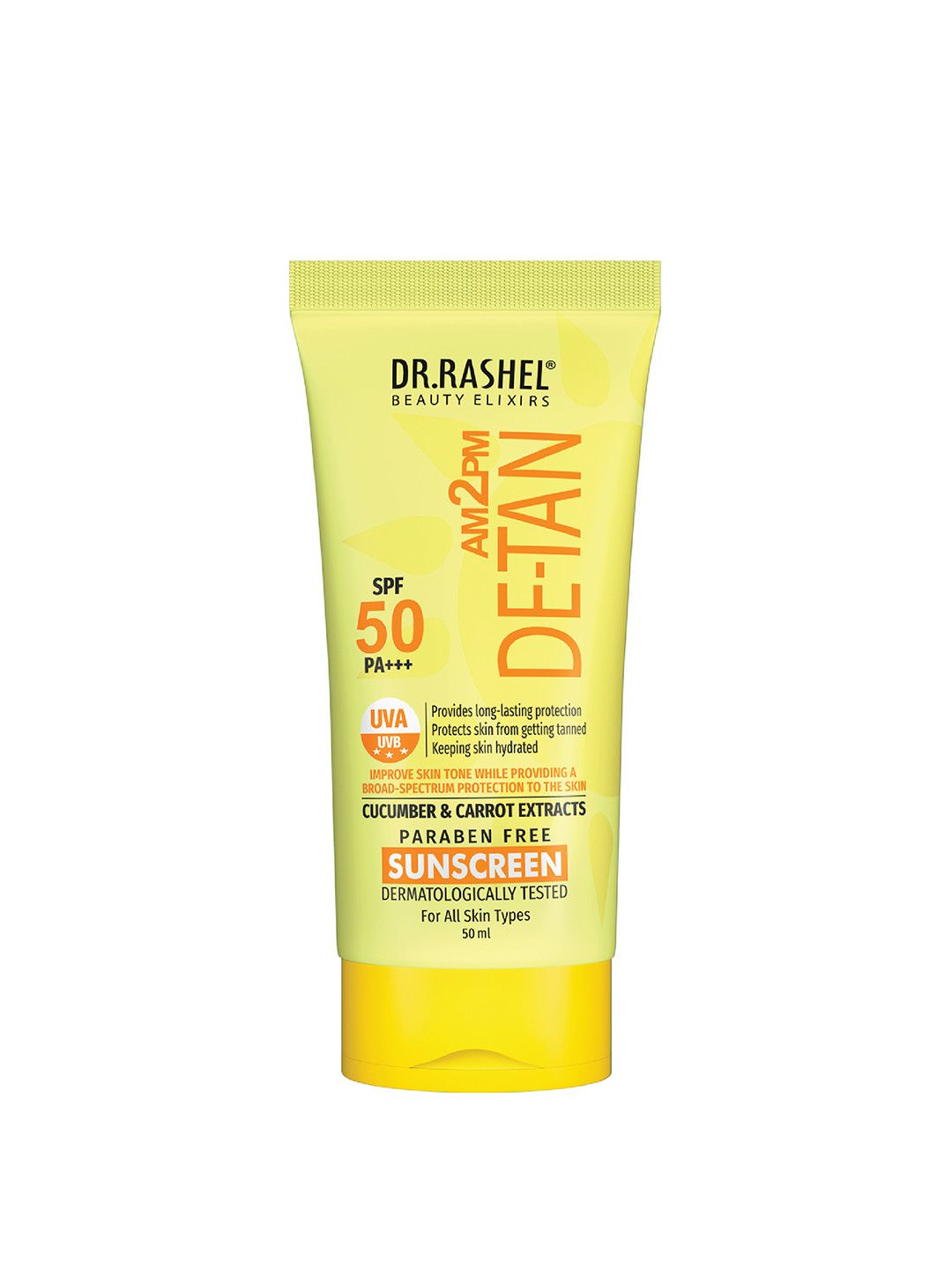 DR.RASHEL De-Tan Sunscreen SPF 50 PA+++ With Cucumber For Face & Body-50 ml