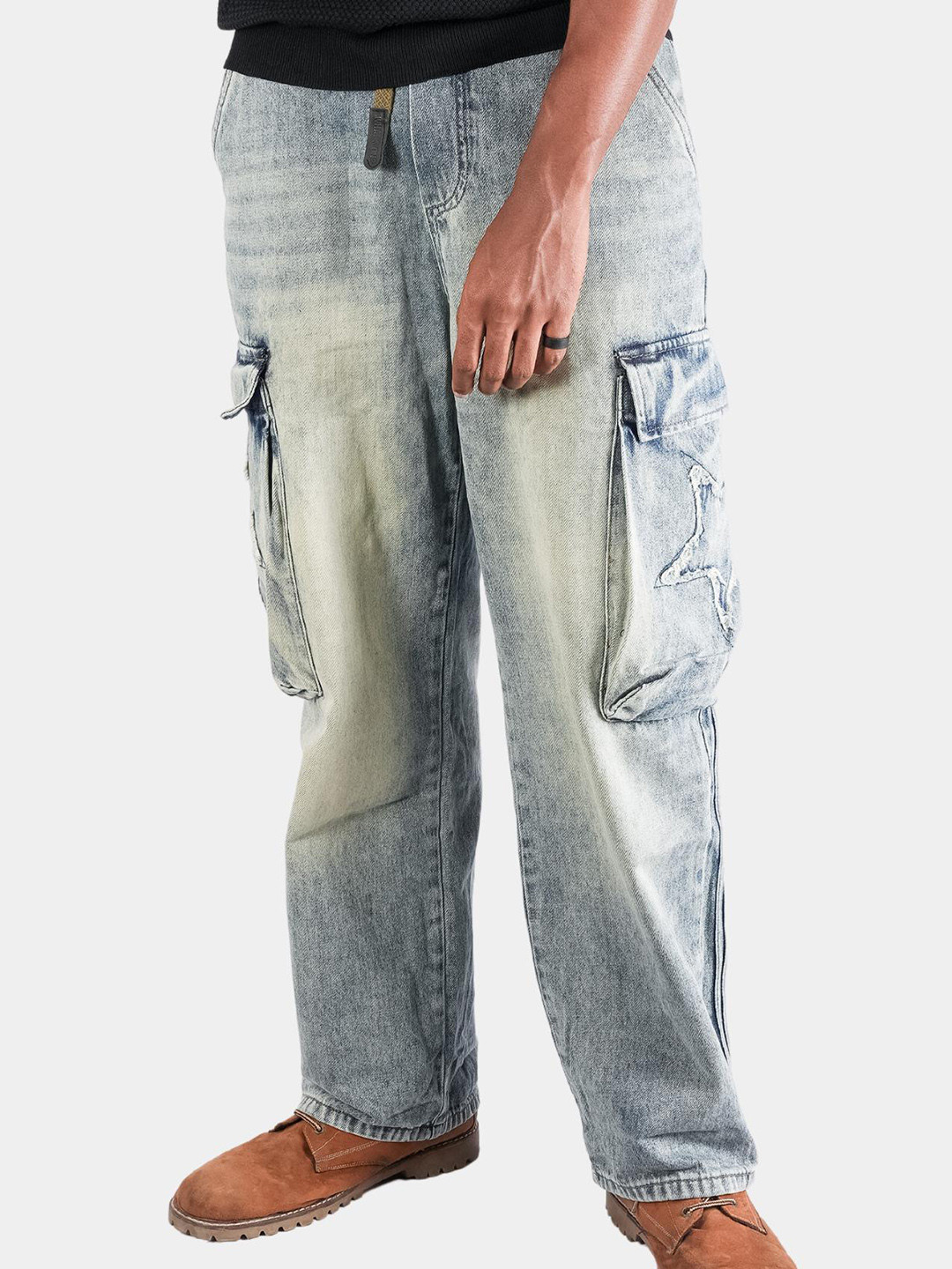 BOTABOCHI Men's Baggy Straight Fit Cargo Trouser