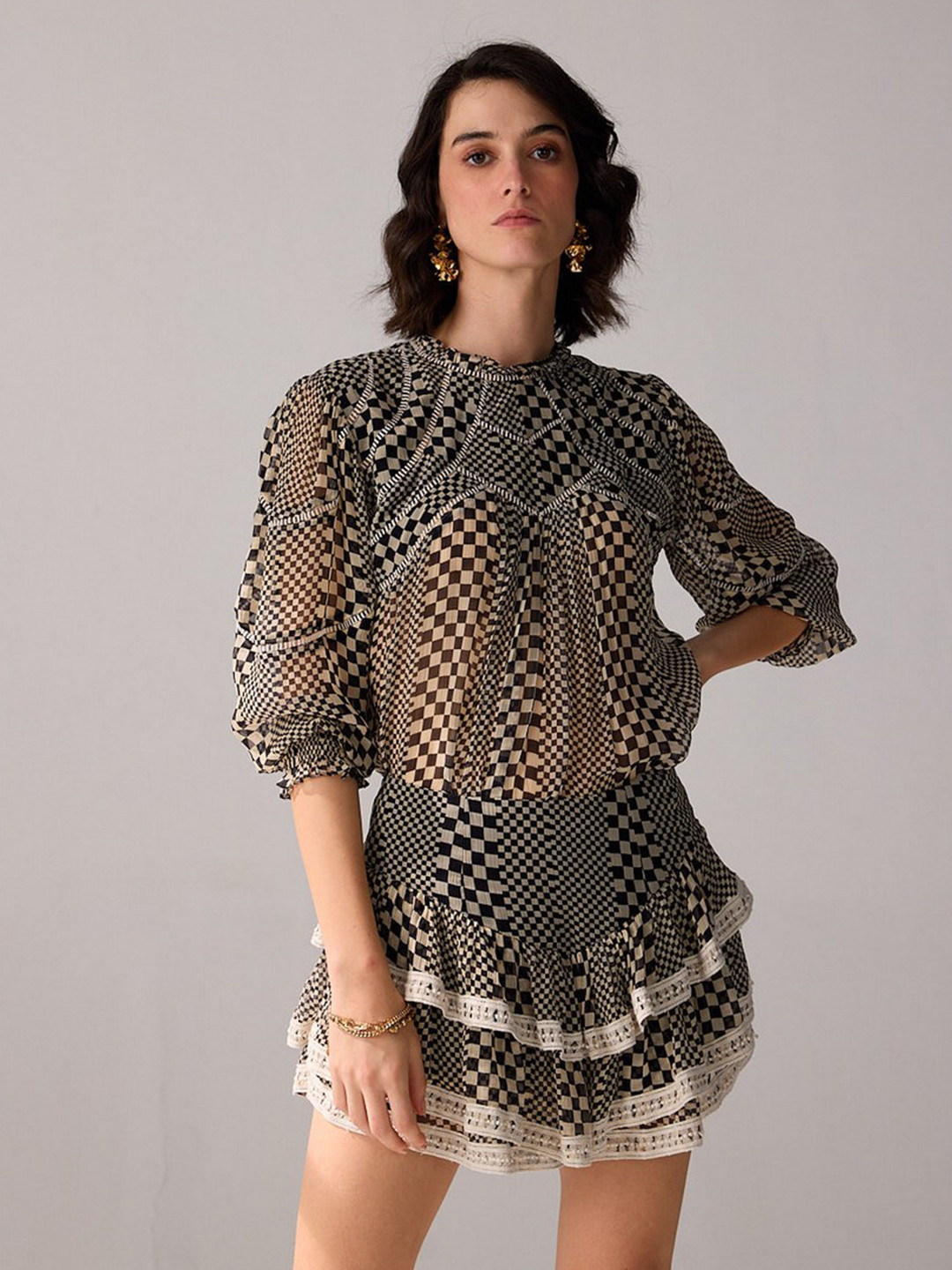 VERB BY PALLAVI SINGHEE Women Animal Print Cotton Cinched Waist Top