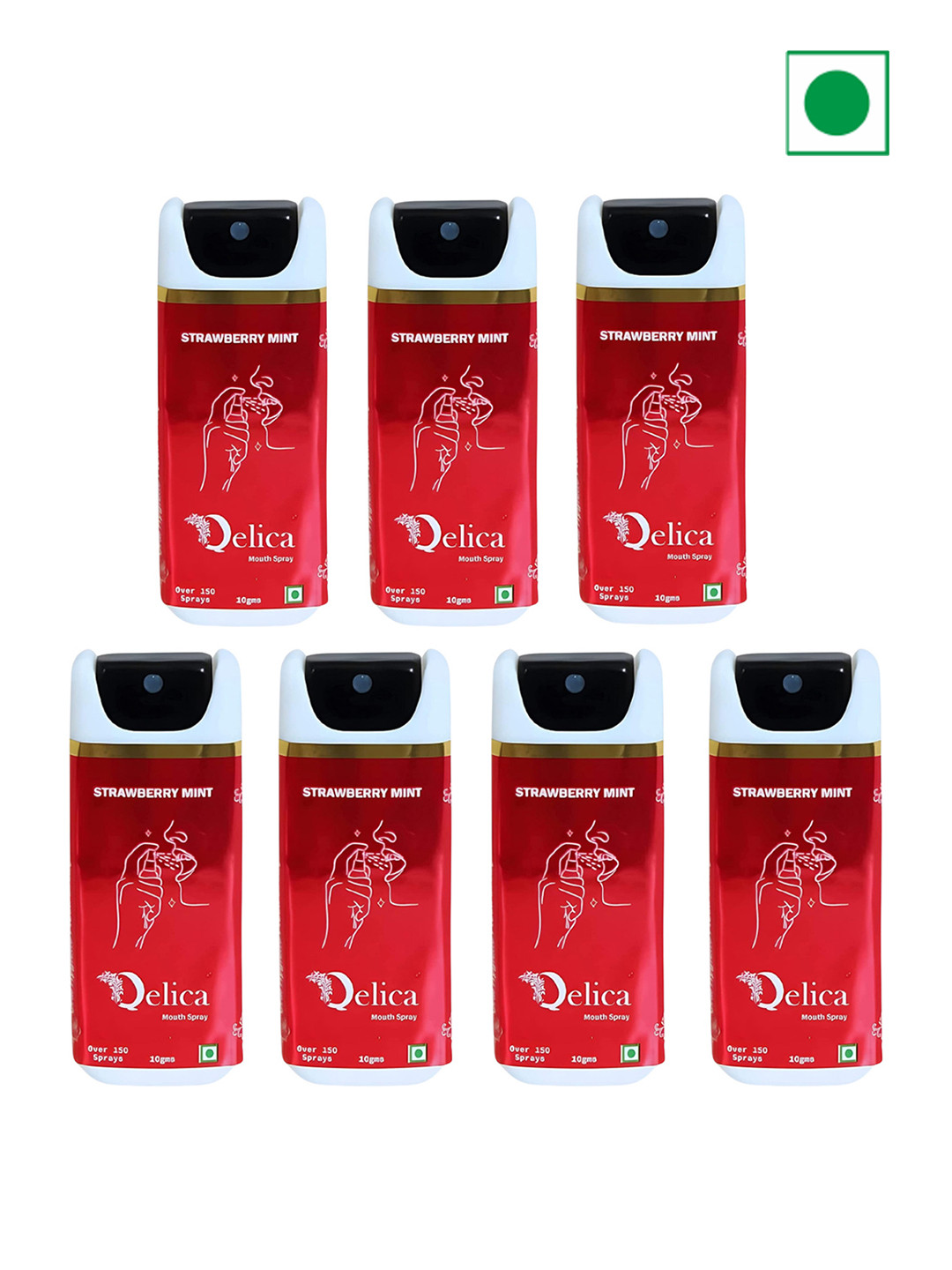 Qelica Set Of 7 Strawberry Mint Mouth Freshener Spray 10 g Each