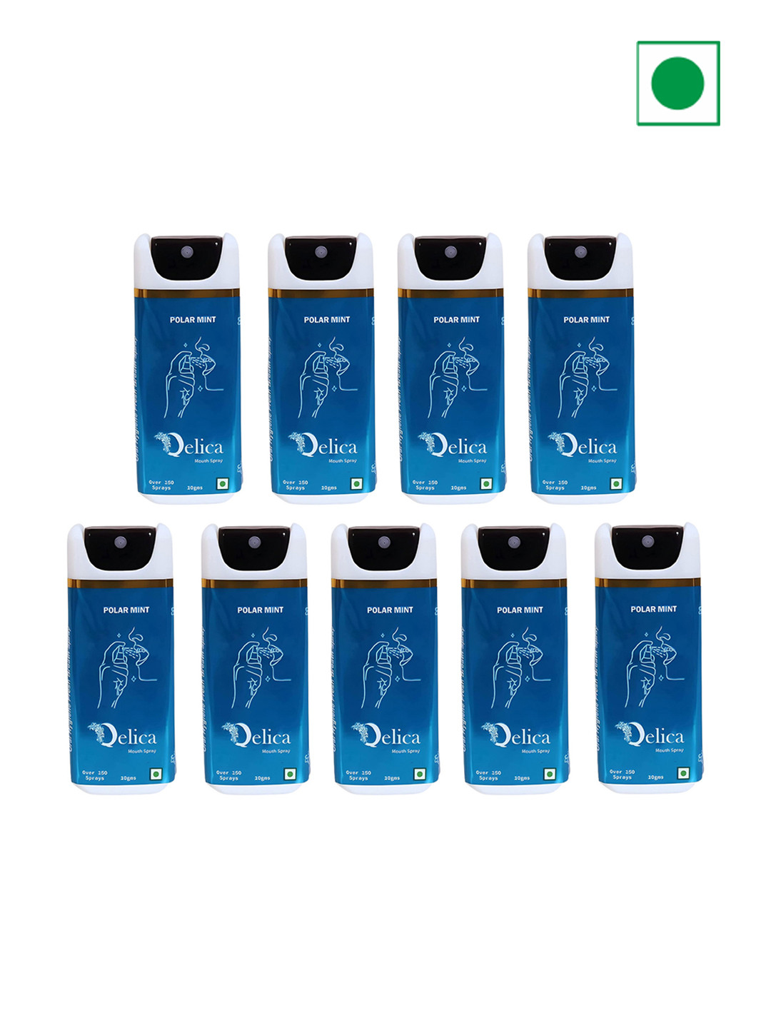 Qelica Set Of 9 Polar Mint Mouth Freshener Spray 10 g Each