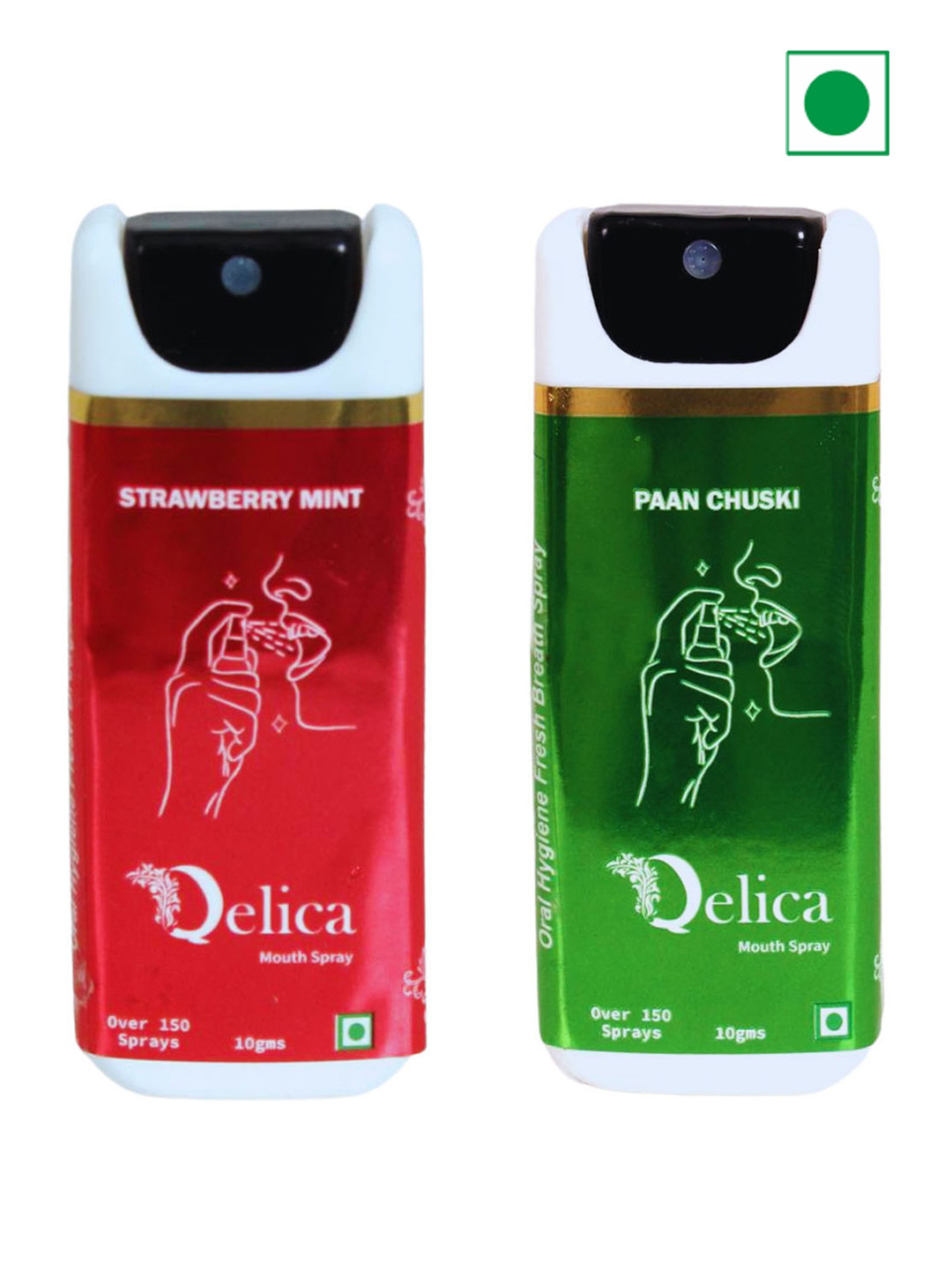 Qelica Set Of 2 Strawberry Mint & Paan Chuski Fresh Breath Spray-10g Each