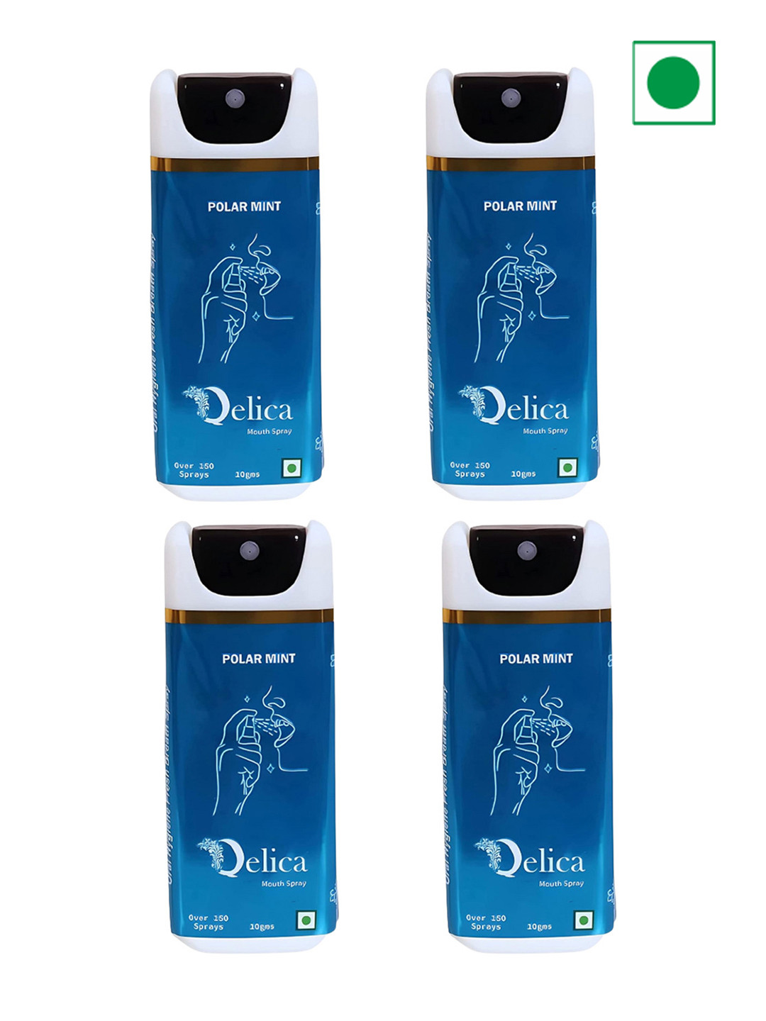 Qelica Set Of 4 Polar Mint Fresh Breath Spray-10g Each
