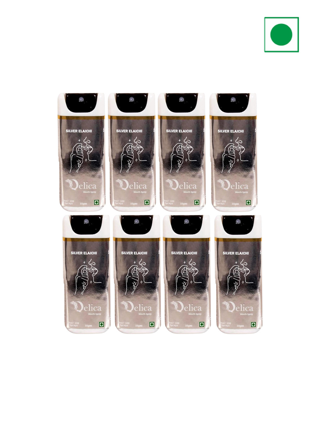 Qelica Set Of 4 Silver Elachi Fresh Breath Spray-10g Each