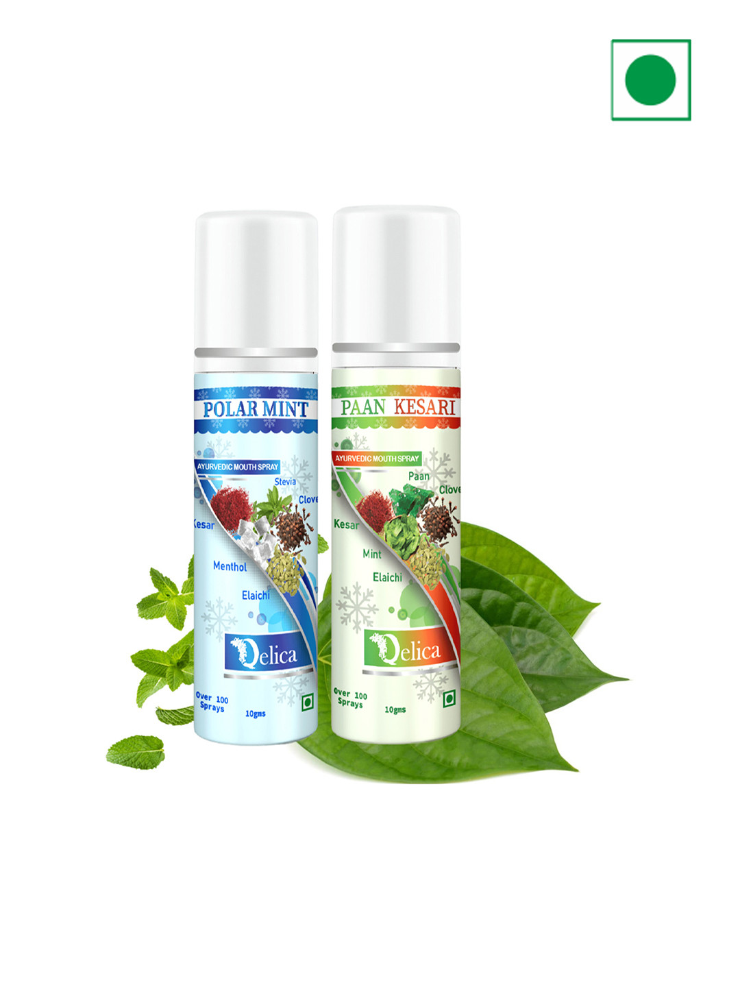 Qelica Set Of 2 Paan Keasri & Polar Mint Fresh Breath Spray-10g Each