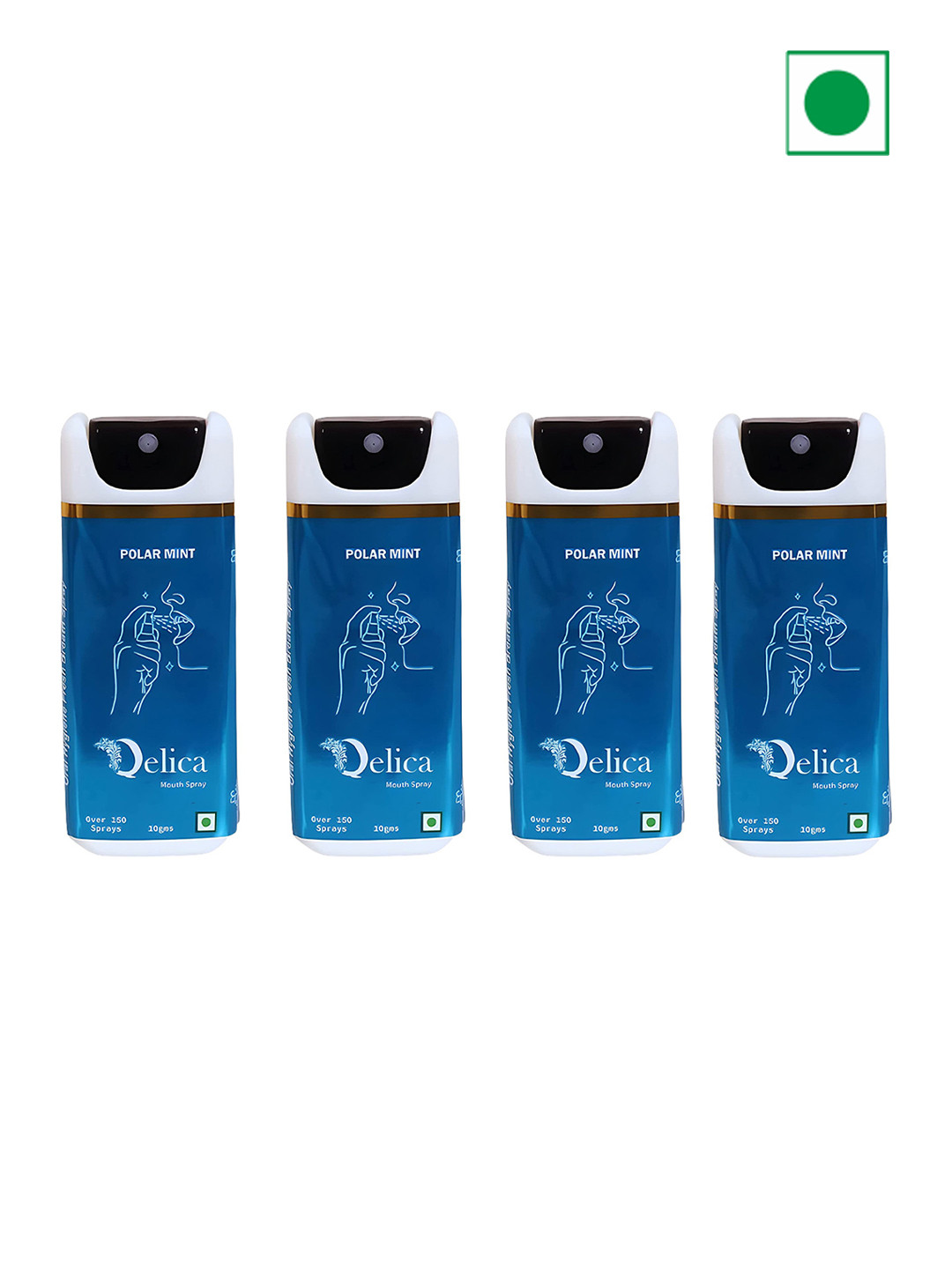 Qelica Set Of 4 Polar Mint Fresh Breath Spray-10g Each