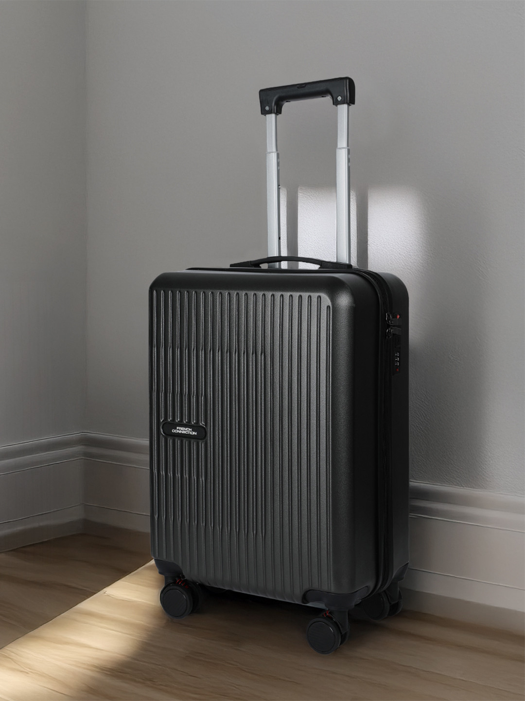 French Connection Glanza Q10 100% PC 8 Wheel Hard Cabin Trolley Suitcase - 20 inch - 44L
