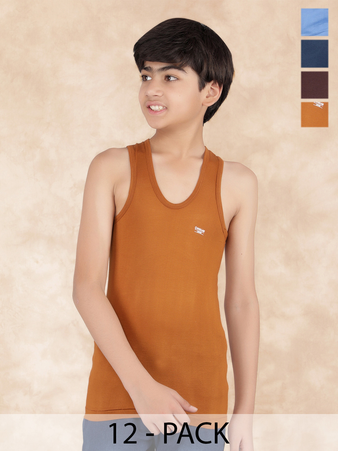 Dollar Pack Of 12 Boys Assorted Solid Undershirt Innerwear Vests