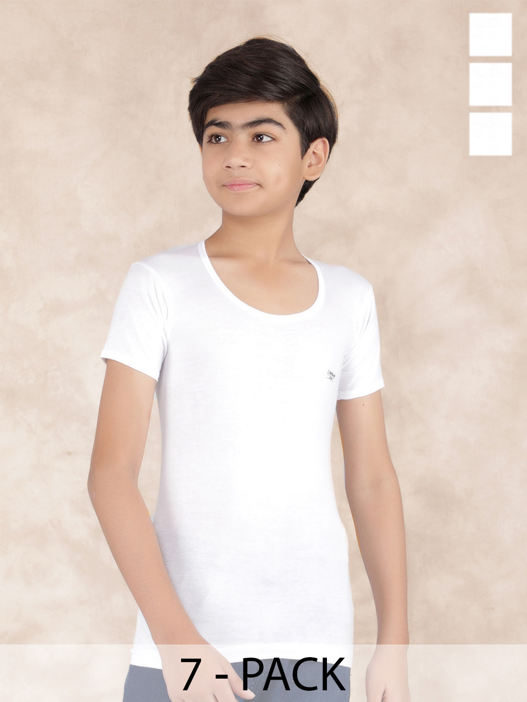 Dollar Boys Pack Of 7 Combed Cotton Short Sleeves Innerwear VestsMLHVE-02-K-WHT-PO7