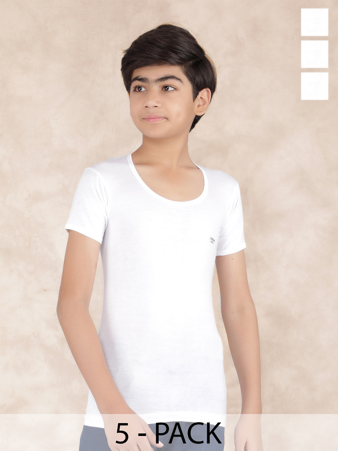 Dollar Boy Undershirt Round Neck Solid Innerwear Vests  Pack Of 5