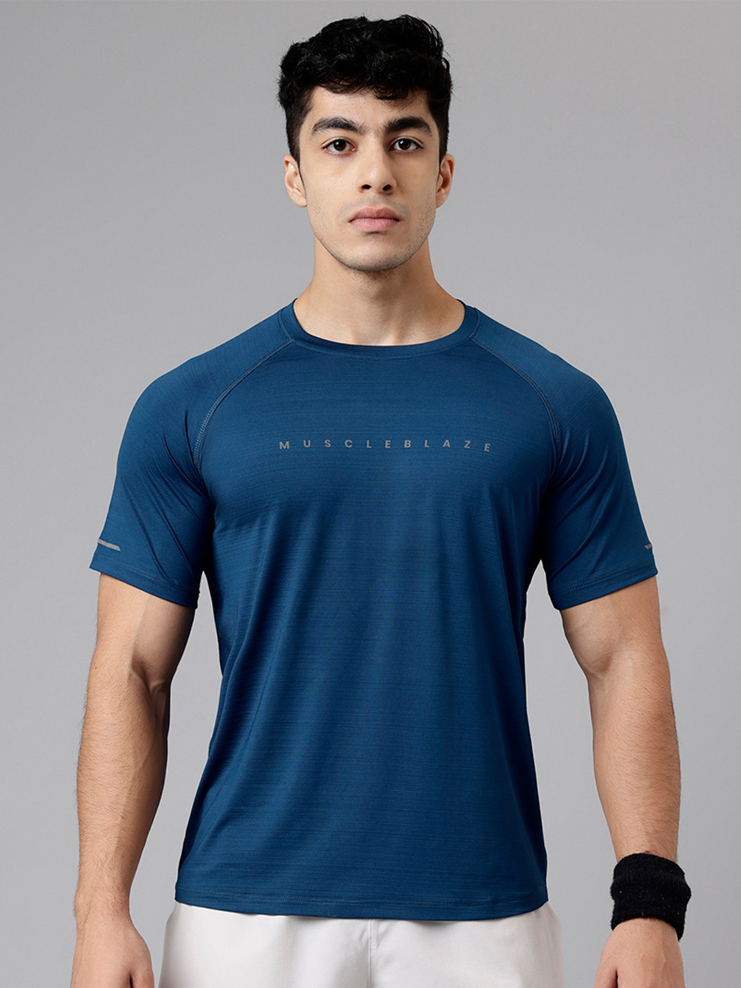 MuscleBlaze Active T Shirt for Men, for Gym & Sports (Teal Blue)