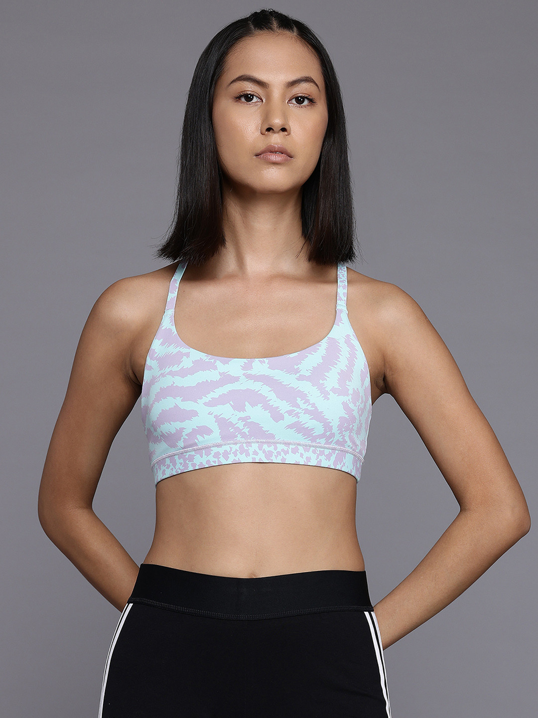 ADIDAS ALL ME LS AOP Aeroready Medium Coverage Lightly Padded Training Bra