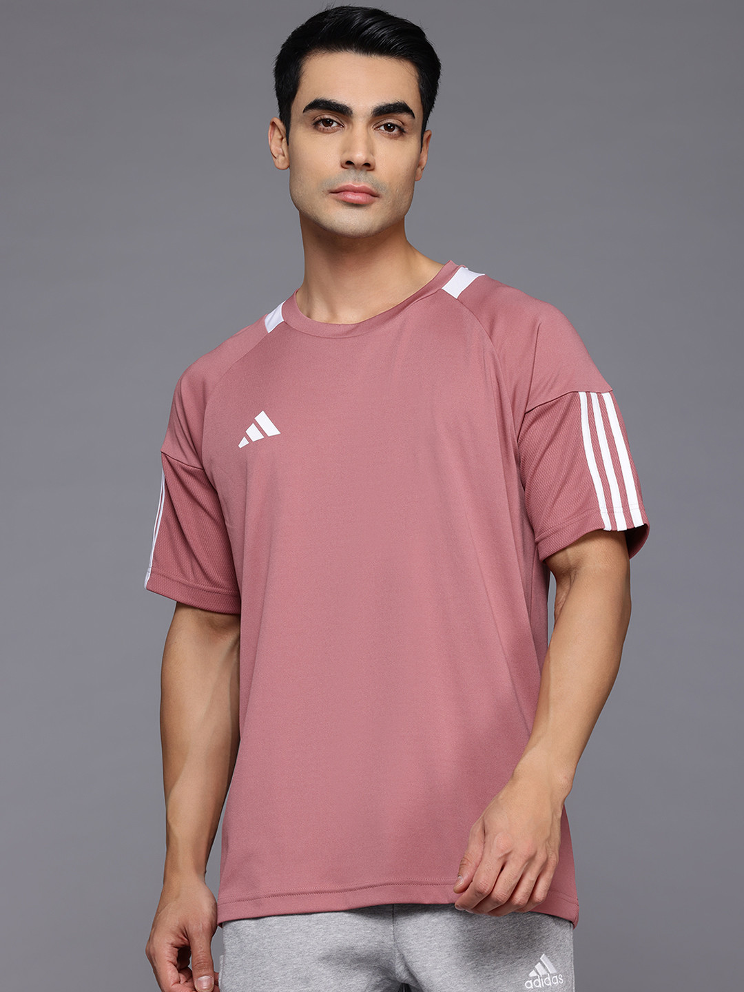 ADIDAS SERENO 3S T Aeroready Striped T-Shirt