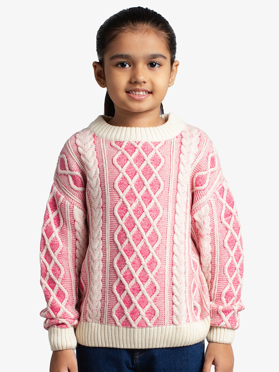 Ed-a-Mamma Girls Cable Knit Cotton Pullover