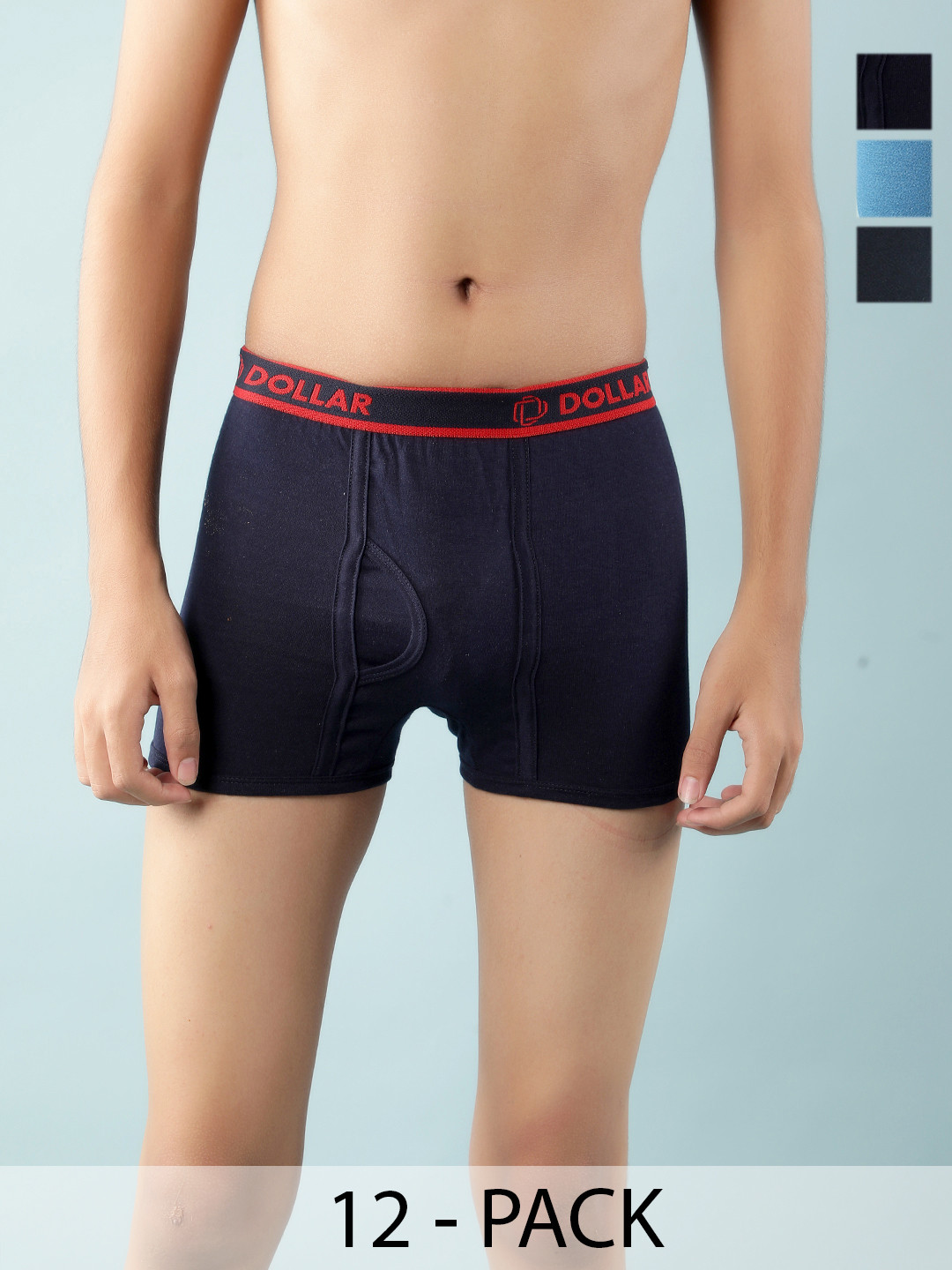 Dollar Boys Pack Of 12 Assorted Cotton Trunks MLHTR-06-K-AST-PO12