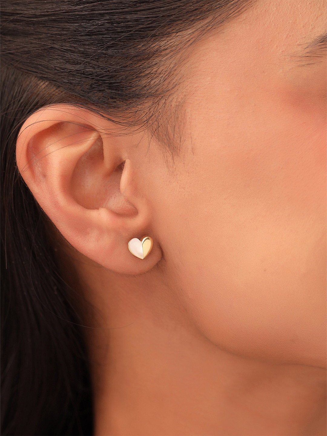 Kicky And Perky Gold Plated 92.5 Sterling Silver Mother Of Pearl Studded Earrings