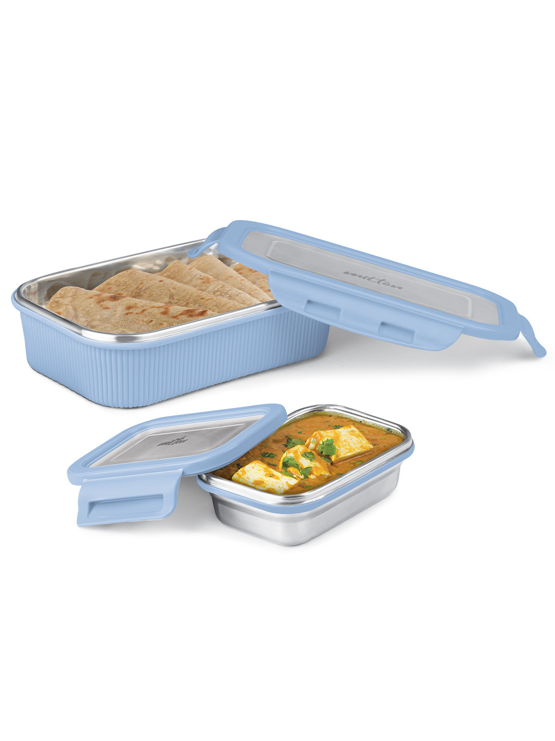 Milton Blue CoolTouch Epic 800 Stainless Steel Lunch Box with SlideClip Lock 780ml&180ml