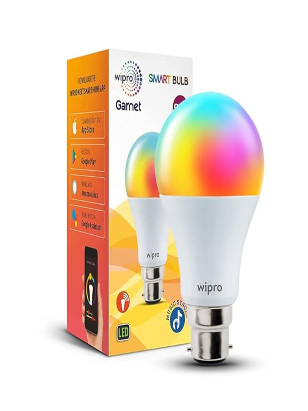 Wipro WiFi LED Smart Bulb With Music Sync Function - 9W