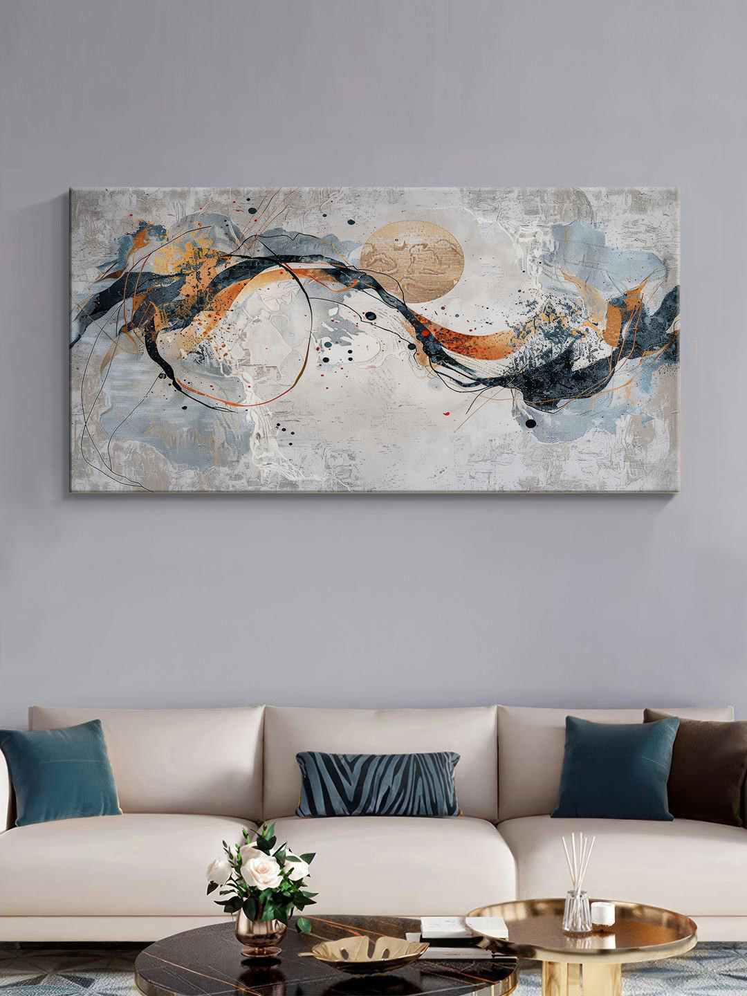 999Store Grey Canvas Wall Living Room Rectangle Potrait Paintings Wall Art -23 x 1.21In