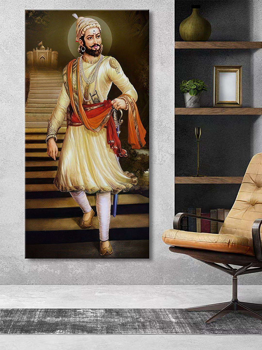 999Store Chhatrapati Shivaji Maharaj Canvas Wall Rectangle Paintings Wall Art - 24 x 48In