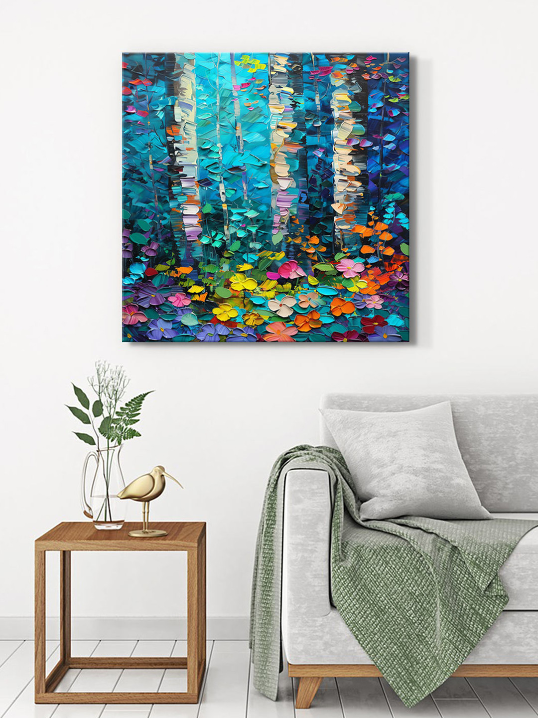 999Store Blue & Yellow Birch Forest Canvas Wall Art