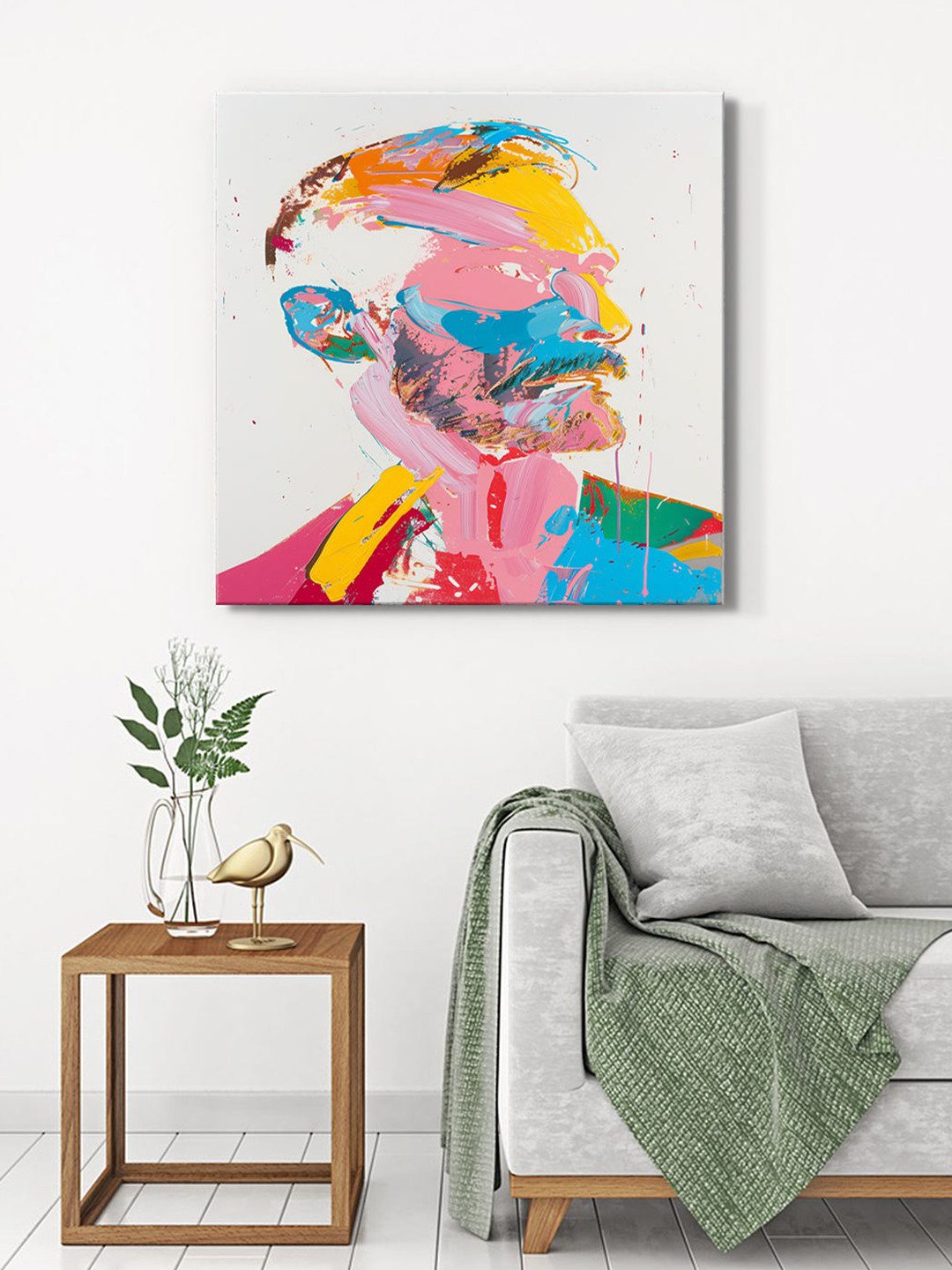 999Store Blue & Pink Canvas Male Portrait Wall Art