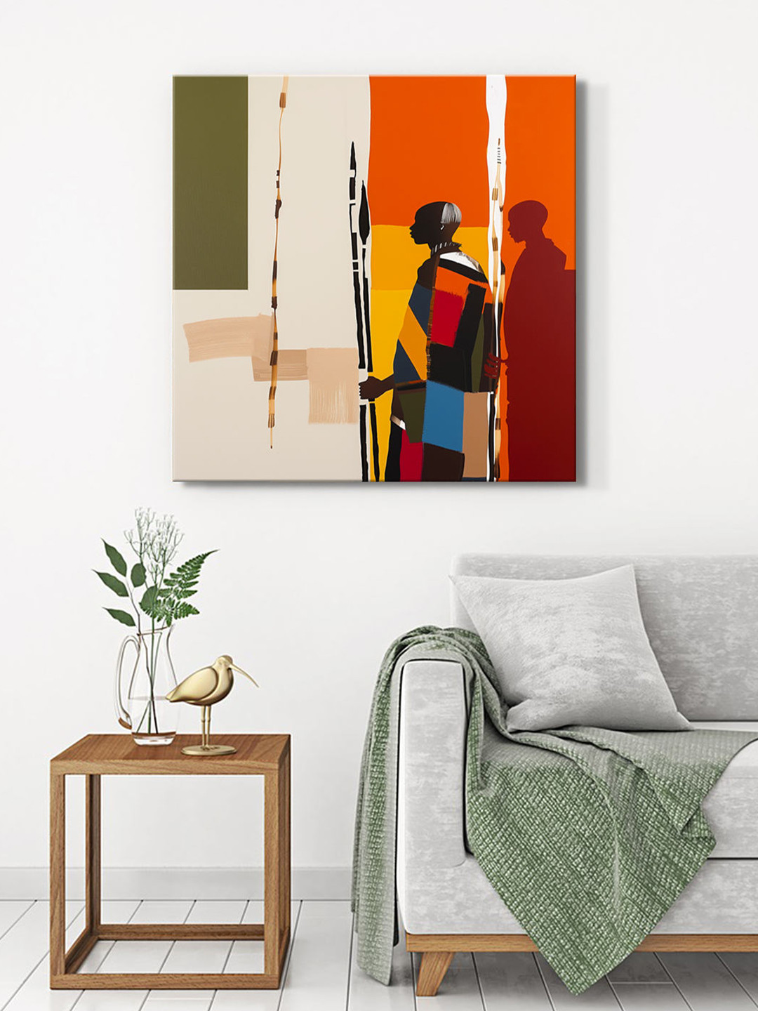 999Store Orange & Yellow Feather Canvas Painting Wall Art